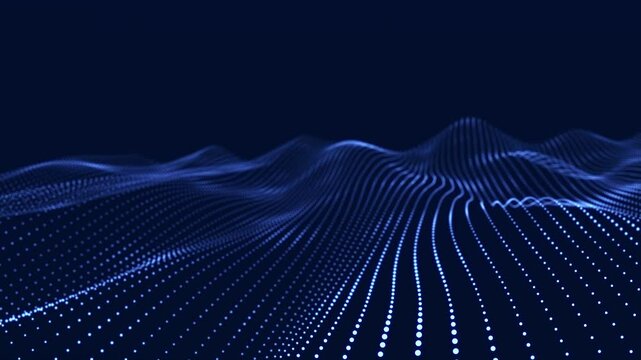 Dynamic wave. Digital technology background. Big data visualization. Science background. 3d rendering. Seamless loop. 4k	