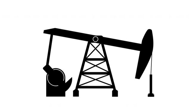 Oil pump jack silhouette in industrial style