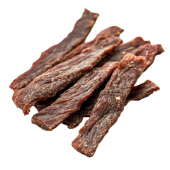 Delicious strips of dried meat jerky snack food