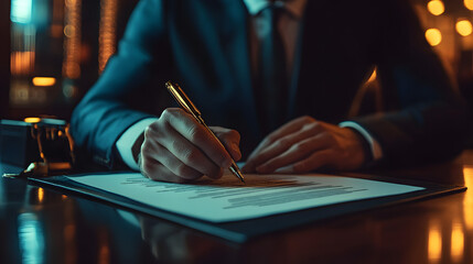 NDA, Non disclosure agreement contract signing, legal confidential document for working employee acknowledge concept, confidence businessman holding signing pen with NDA locked with padlock document.