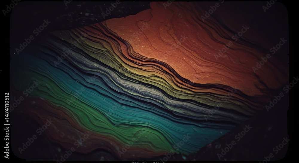 Poster A colorful image of a wave with a black background