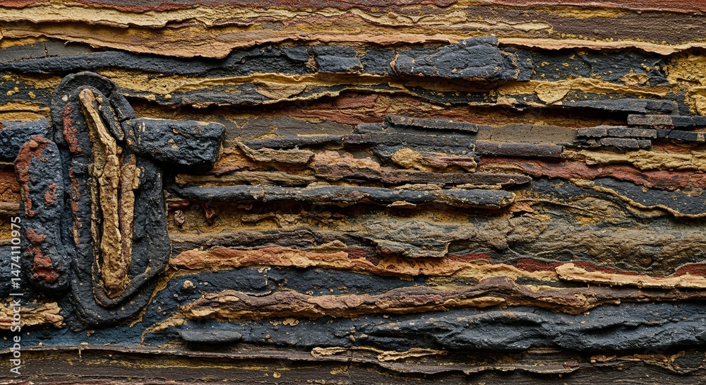 Poster the image is a close up of a piece of wood with a lot of cracks and splinters