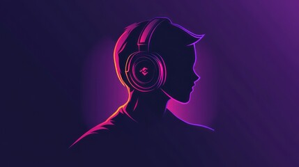 The black background minimalist game logo art silhouette creates a modern and mysterious aesthetic, as if peeking into a moment of concentration of a gamer enjoying his world.