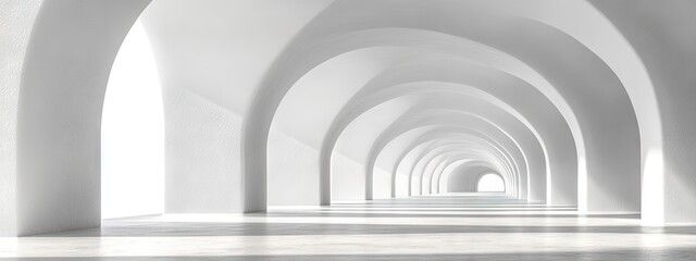 Obraz premium Empty white archway tunnel perspective view