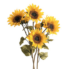 Vibrant sunflowers bouquet against colorful striped background a summer floral design © Tohamina