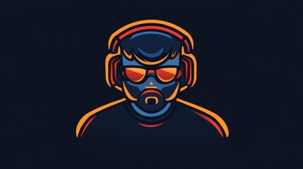 The black background minimalist game logo art silhouette creates a modern and mysterious aesthetic, as if peeking into a moment of concentration of a gamer enjoying his world.