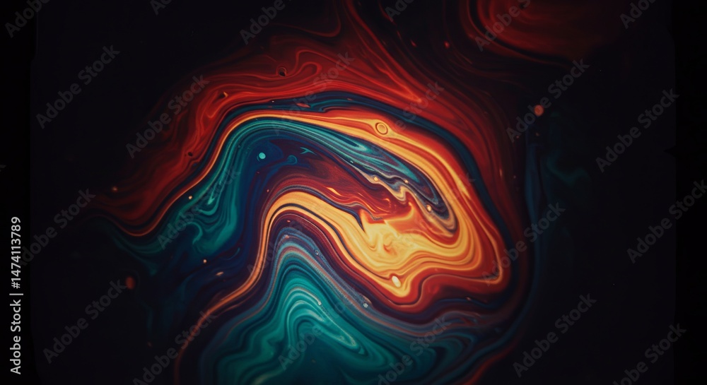 Poster a colorful swirl of paint on a dark background