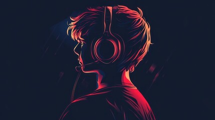 The black background minimalist game logo art silhouette creates a modern and mysterious aesthetic, as if peeking into a moment of concentration of a gamer enjoying his world.