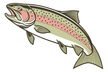 135 high quality photo of a rainbow trout, detailed illustration, realistic, natural colors, swimming, close-up, 8k, photorealistic