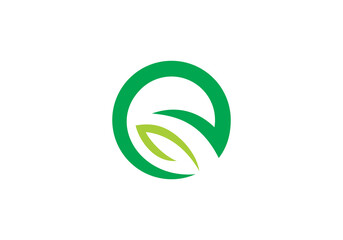leaf tree logo line style, eco green organic plant logotype icon design template