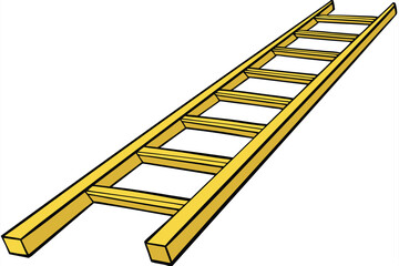 136 a long yellow wooden ladder extending into the distance, on a white background, photorealistic, highly detailed, 8k resolution, sharp focus