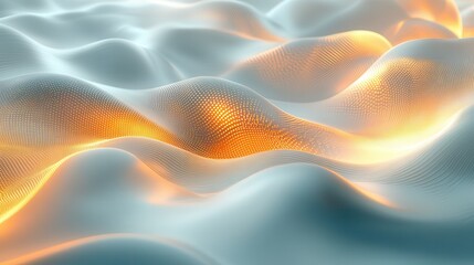 Obraz premium Abstract wavy surface with glowing orange details