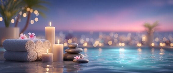 Eco-nature background featuring zen stones, random bamboo, and a water reflection, designed for a high spa concept that promotes relaxation, with a bright and balanced wallpaper cover for a magazine