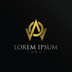 Monogram gold letter W logo design template