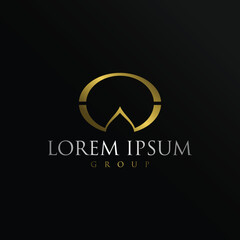 Monogram gold letter W logo design template