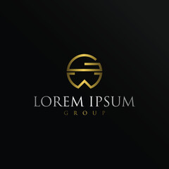 Monogram gold letter W logo design template