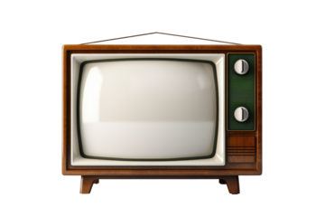 vintage TV with blank screen isolated