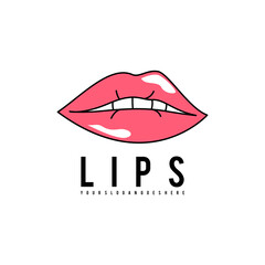 Lips colorful logo design template