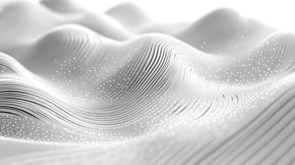 Abstract white wavy lines with dotted particles