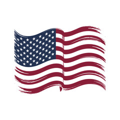 Fototapeta premium Handdrawn waving American Flag in Brush Stroke Style for Independence Day and National Holidays
