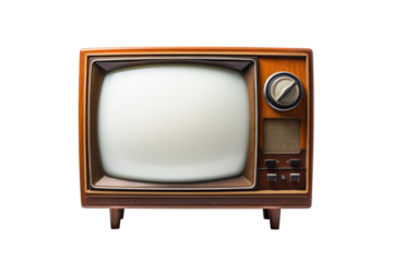 vintage TV with blank screen isolated