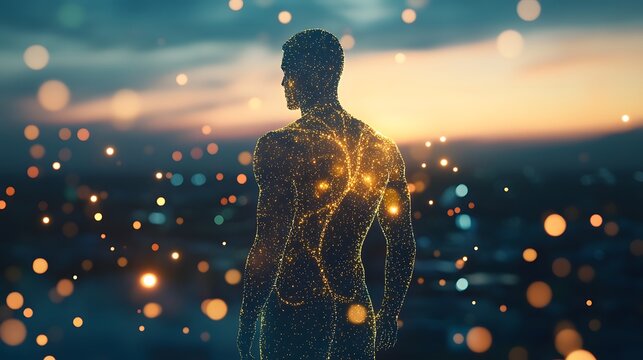 A striking human silhouette featuring glowing endocrine pathways, symbolizing enhanced hormonal support through capsules.