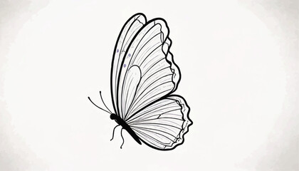 Fototapeta premium Single Line Butterfly Sketch 