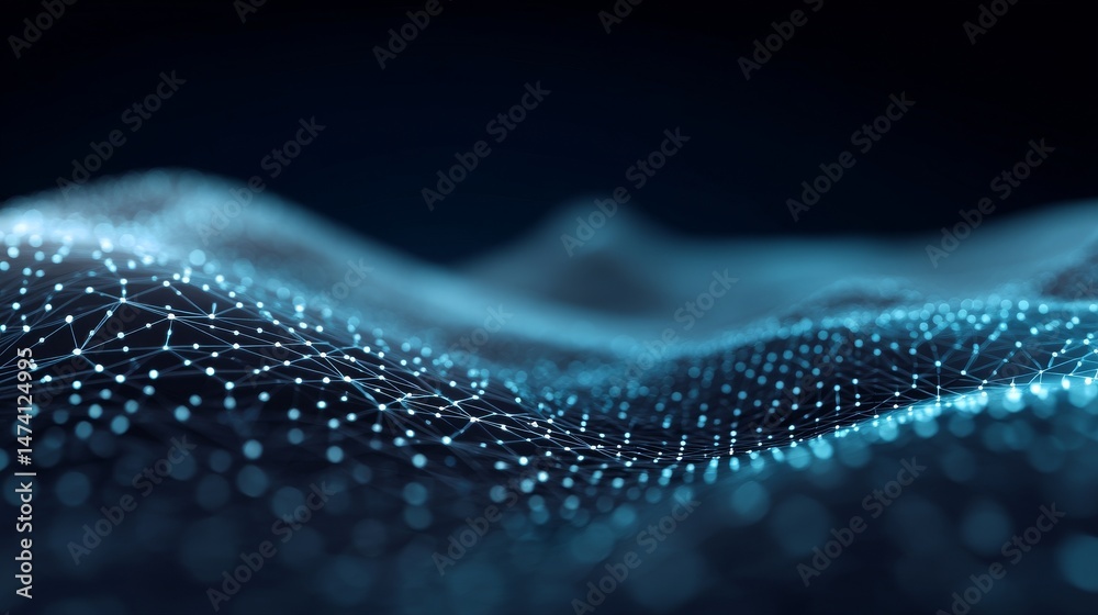Poster an abstract technology background is highlighted with network connections and big data visualization