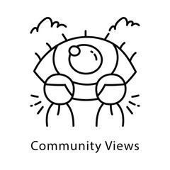 Community Views Vector Outline Style Icon. Eps 10 File 