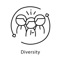 Obraz premium Diversity Vector Outline Style Icon. Eps 10 File 