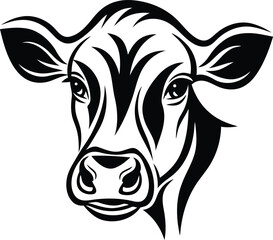 Cow face isolated vector icon design, cow face silhouette vector illustration, cow face line art, cow face logo icon, cow head logo