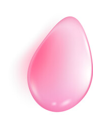 Pink water drop. Jelly collagen and serum liquid gel texture. Cosmetic oil for beauty and skincare with moisture effect. Splash and drip top view