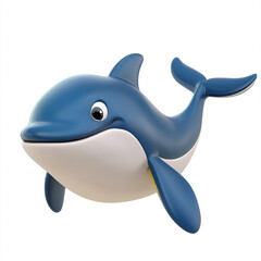 Obraz premium Cute whale cartoon character 3D white background 