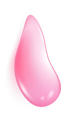 Pink water drop. Jelly collagen and serum liquid gel texture. Cosmetic oil for beauty and skincare with moisture effect. Splash and drip top view