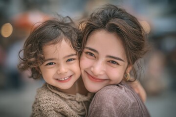 Obraz premium A strong and loving connection exists between a mother and her preschool-age daughter as she holds her