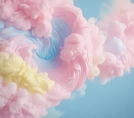 Fototapeta premium Soft, pastel pink, blue, and yellow cotton candy swirl gradient background , illustration, blue, background