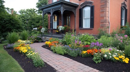 Charming historic home with vibrant garden path