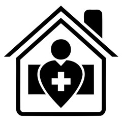 Obraz premium Home care icon black silhouette vector illustration isolated on transparent background