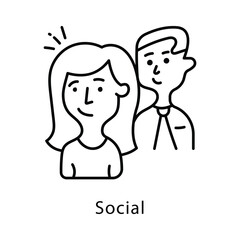 Social Vector Outline Style Icon. Eps 10 File 