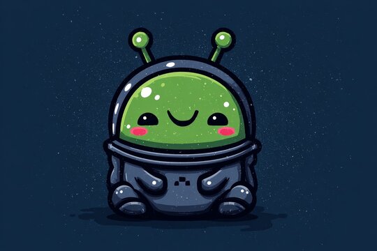 The cute cartoon illustration featuring a green alien with a star emblem on its chest, as well as the cute alien itself, can be tailored to individual preferences through customization