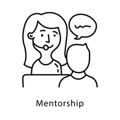 Mentorship Vector Outline Style Icon. Eps 10 File 