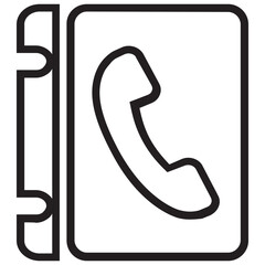 Phone Directory Outline Icon – Contact Book, Telephone Address Log Vector Illustration