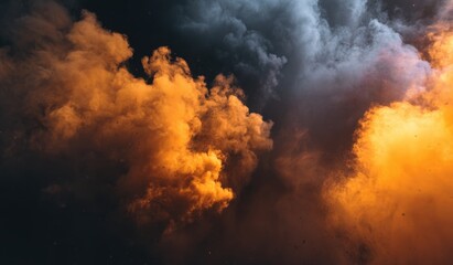 Dramatic clouds with striking orange and dark shades