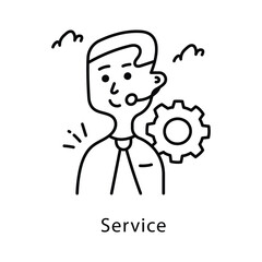 Service Vector Outline Style Icon. Eps 10 File 