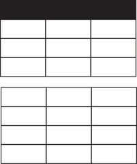 Editable Blank Table Layout for Data, Schedule, or Report Design