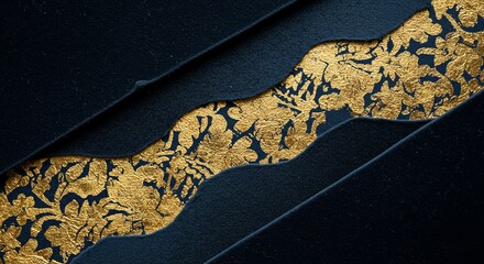 A gold and black design with a black background