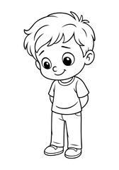 Cheerful Young Boy in Simplicity: A charming illustration of a young boy, radiating warmth, innocence, and approachability, perfect for designs focused on youth and wholesome themes.