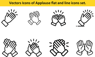 Flat and Line Art Style Applause Hands Graphic Design Element