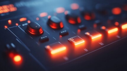 Close-up of glowing synth panel