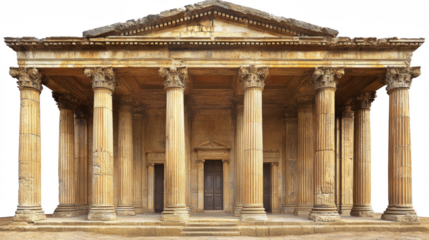 Magnificent Ancient Roman Temple with Columns on PNG transparent background